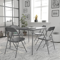 Flash Furniture JB-1-GY-GG 5 Piece Gray Folding Card Table and Chair Set