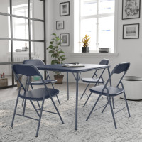 Flash Furniture JB-1-NV-GG 5 Piece Navy Folding Card Table and Chair Set