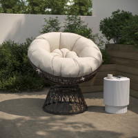 Flash Furniture JE-5101W-BG-GG Bowie Comfort Series Brown Swivel Patio Chair with Beige Cushion