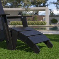 Flash Furniture JJ-C14309-BK-GG Sawyer Modern All-Weather Poly Resin Wood Adirondack Ottoman Foot Rest in Black
