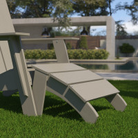 Flash Furniture JJ-C14309-GY-GG Sawyer Modern All-Weather Poly Resin Wood Adirondack Ottoman Foot Rest in Gray