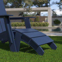 Flash Furniture JJ-C14309-NV-GG Sawyer Modern All-Weather Poly Resin Wood Adirondack Ottoman Foot Rest in Navy