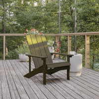 Flash Furniture JJ-C14501-MHG-GG Charlestown Commercial Grade Indoor/Outdoor Adirondack Chair, Weather Resistant Durable Poly Resin Deck and Patio Seating, Mahogany