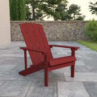 Flash Furniture JJ-C14501-RED-GG Charlestown All-Weather Adirondack Chair in Red Faux Wood 