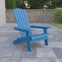 Flash Furniture JJ-C14505-BLU-GG Charlestown All-Weather Poly Resin Indoor/Outdoor Folding Adirondack Chair in Blue