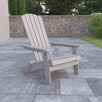 Flash Furniture JJ-C14505-GY-GG Charlestown All-Weather Poly Resin Indoor/Outdoor Folding Adirondack Chair in Gray