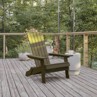 Flash Furniture JJ-C14505-MHG-GG Charlestown Commercial Folding Adirondack Chair - Mahogany - Poly Resin - Indoor/Outdoor - Weather Resistant