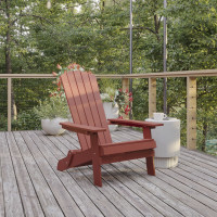 Flash Furniture JJ-C14505-RED-GG Charlestown Commercial Folding Adirondack Chair - Red - Poly Resin - Indoor/Outdoor - Weather Resistant