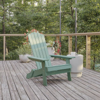 Flash Furniture JJ-C14505-SFM-GG Charlestown Commercial Folding Adirondack Chair - Sea Foam - Poly Resin - Indoor/Outdoor - Weather Resistant