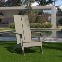 Flash Furniture JJ-C14509-GY-GG Sawyer Modern All-Weather Poly Resin Wood Adirondack Chair in Gray