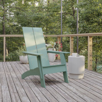 Flash Furniture JJ-C14509-SFM-GG Sawyer Modern Commercial 2-Slat Back Adirondack Chair - Sea Foam All-Weather Poly Resin Lounge Chair