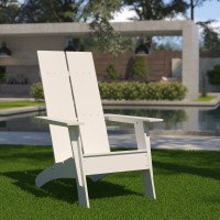 Flash Furniture JJ-C14509-WH-GG Sawyer Modern All-Weather Poly Resin Wood Adirondack Chair in White