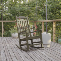 Flash Furniture JJ-C14703-MHG-GG Winston All-Weather Poly Resin Rocking Chair in Mahogany