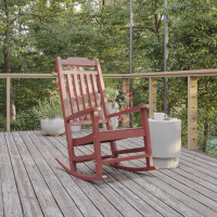 Flash Furniture JJ-C14703-RED-GG Winston All-Weather Poly Resin Rocking Chair in Red