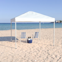Flash Furniture JJ-GZ1010-WH-GG 10'x10' White Outdoor Pop Up Event Slanted Leg Canopy Tent with Carry Bag