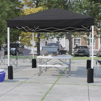 Flash Furniture JJ-GZ1010PKG-BK-GG Harris 10'x10' Black Pop Up Event Straight Leg Canopy Tent with Sandbags and Wheeled Case