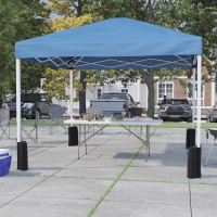 Flash Furniture JJ-GZ10PKG183Z-BL-GG 10'x10' Blue Pop Up Canopy Tent with Wheeled Case and 6-Foot Bi-Fold Folding Table with Carrying Handle - Tailgate Tent Set