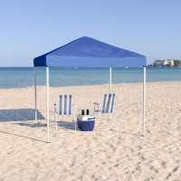 Flash Furniture JJ-GZ88-BL-GG 8'x8' Blue Outdoor Pop Up Event Slanted Leg Canopy Tent with Carry Bag