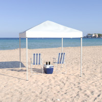 Flash Furniture JJ-GZ88-WH-GG 8'x8' White Outdoor Pop Up Event Slanted Leg Canopy Tent with Carry Bag