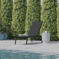 Flash Furniture JJ-LC326-BLK-BLK-GG Brazos Adjustable Chaise Lounge Chair, Outdoor Five-Position Recliner, All Weather, Black/Black