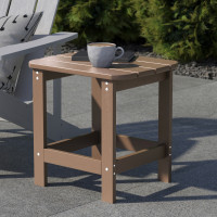 Flash Furniture JJ-T14001-BR-GG Charlestown All-Weather Poly Resin Wood Adirondack Side Table in Natural Cedar