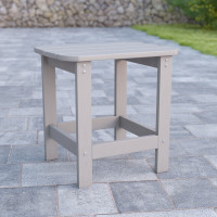 Flash Furniture JJ-T14001-GY-GG Charlestown All-Weather Poly Resin Wood Adirondack Side Table in Gray