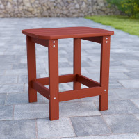 Flash Furniture JJ-T14001-RED-GG Charlestown All-Weather Poly Resin Wood Adirondack Side Table in Red