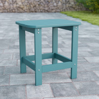 Flash Furniture JJ-T14001-SFM-GG Charlestown All-Weather Poly Resin Wood Adirondack Side Table in Sea Foam