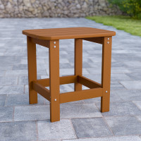 Flash Furniture JJ-T14001-TEAK-GG Charlestown All-Weather Poly Resin Wood Adirondack Side Table in Teak