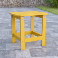 Flash Furniture JJ-T14001-YLW-GG Charlestown All-Weather Poly Resin Wood Adirondack Side Table in Yellow