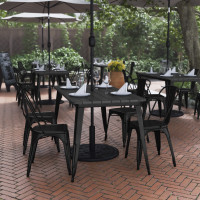 Flash Furniture JJ-T146120-BKBK-GG Declan Commercial Indoor/Outdoor Dining Table with Umbrella Hole, 30