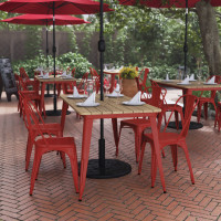 Flash Furniture JJ-T146120-BRRD-GG Declan Commercial Indoor/Outdoor Dining Table with Umbrella Hole, 30
