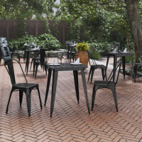 Flash Furniture JJ-T14619-60-BKBK-GG Declan Commercial Grade Indoor/Outdoor Dining Table, 23.75