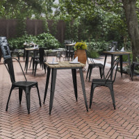 Flash Furniture JJ-T14619-60-BRBK-GG Declan Commercial Grade Indoor/Outdoor Dining Table, 23.75