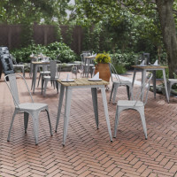 Flash Furniture JJ-T14619-60-BRSL-GG Declan Commercial Grade Indoor/Outdoor Dining Table, 23.75