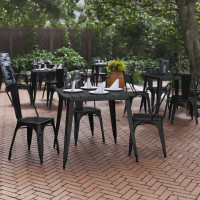 Flash Furniture JJ-T14619-80-BKBK-GG Declan Commercial Grade Indoor/Outdoor Dining Table, 31.5