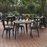 Flash Furniture JJ-T14619-80-BRBK-GG Declan Commercial Grade Indoor/Outdoor Dining Table, 31.5
