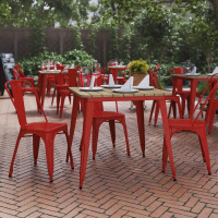 Flash Furniture JJ-T14619-80-BRRD-GG Declan Commercial Grade Indoor/Outdoor Dining Table, 31.5