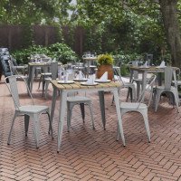 Flash Furniture JJ-T14619-80-BRSL-GG Declan Commercial Grade Indoor/Outdoor Dining Table, 31.5