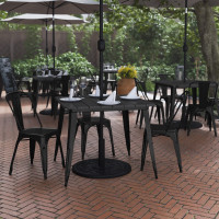 Flash Furniture JJ-T14619-90-BKBK-GG Declan Commercial Indoor/Outdoor Dining Table with Umbrella Hole, 36
