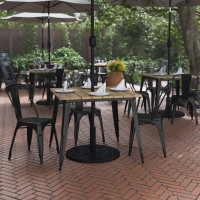 Flash Furniture JJ-T14619-90-BRBK-GG Declan Commercial Indoor/Outdoor Dining Table with Umbrella Hole, 36