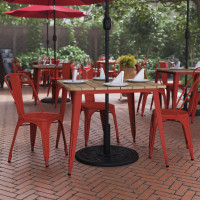 Flash Furniture JJ-T14619-90-BRRD-GG Declan Commercial Indoor/Outdoor Dining Table with Umbrella Hole, 36