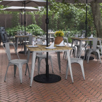 Flash Furniture JJ-T14619-90-BRSL-GG Declan Commercial Indoor/Outdoor Dining Table with Umbrella Hole, 36
