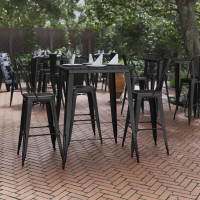 Flash Furniture JJ-T14619H-80-BKBK-GG Declan Commercial Indoor/Outdoor Bar Top Table, 31.5
