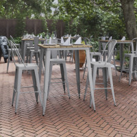 Flash Furniture JJ-T14619H-80-BRSL-GG Declan Commercial Indoor/Outdoor Bar Top Table, 31.5