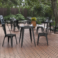 Flash Furniture JJ-T14623-60-BKBK-GG Declan Commercial Grade Indoor/Outdoor Dining Table, 23.75