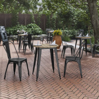 Flash Furniture JJ-T14623-60-BRBK-GG Declan Commercial Grade Indoor/Outdoor Dining Table, 23.75