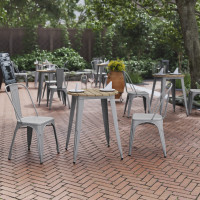 Flash Furniture JJ-T14623-60-BRSL-GG Declan Commercial Grade Indoor/Outdoor Dining Table, 23.75