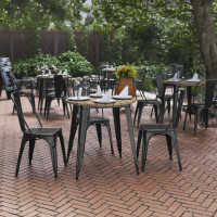 Flash Furniture JJ-T14623-80-BRBK-GG Declan Commercial Grade Indoor/Outdoor Dining Table, 30