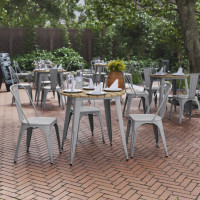 Flash Furniture JJ-T14623-80-BRSL-GG Declan Commercial Grade Indoor/Outdoor Dining Table, 30